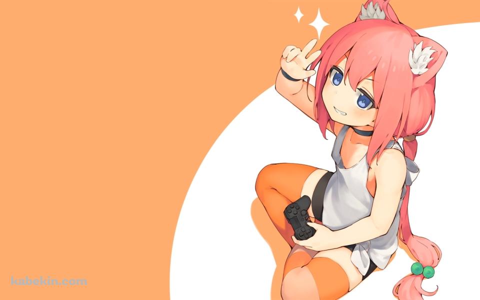 ゲームパッドを持つピンクの髪の毛の女の子の壁紙(960px x 600px) 高画質 PC・デスクトップ用
