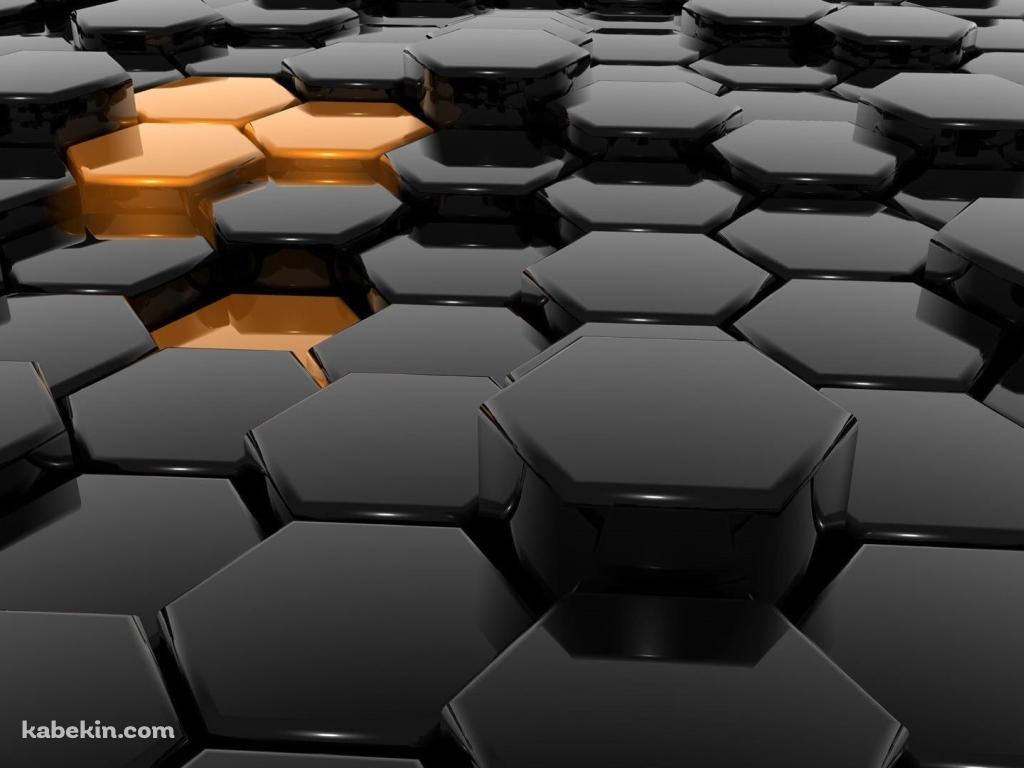 黒とオレンジの六角形の壁紙(1024px x 768px) 高画質 PC・デスクトップ用