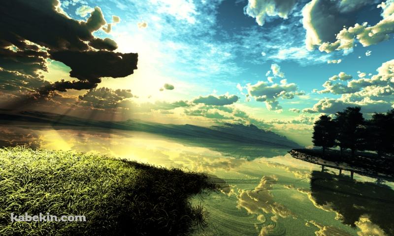 青みがかった自然の壁紙(800px x 480px) 高画質 PC・デスクトップ用