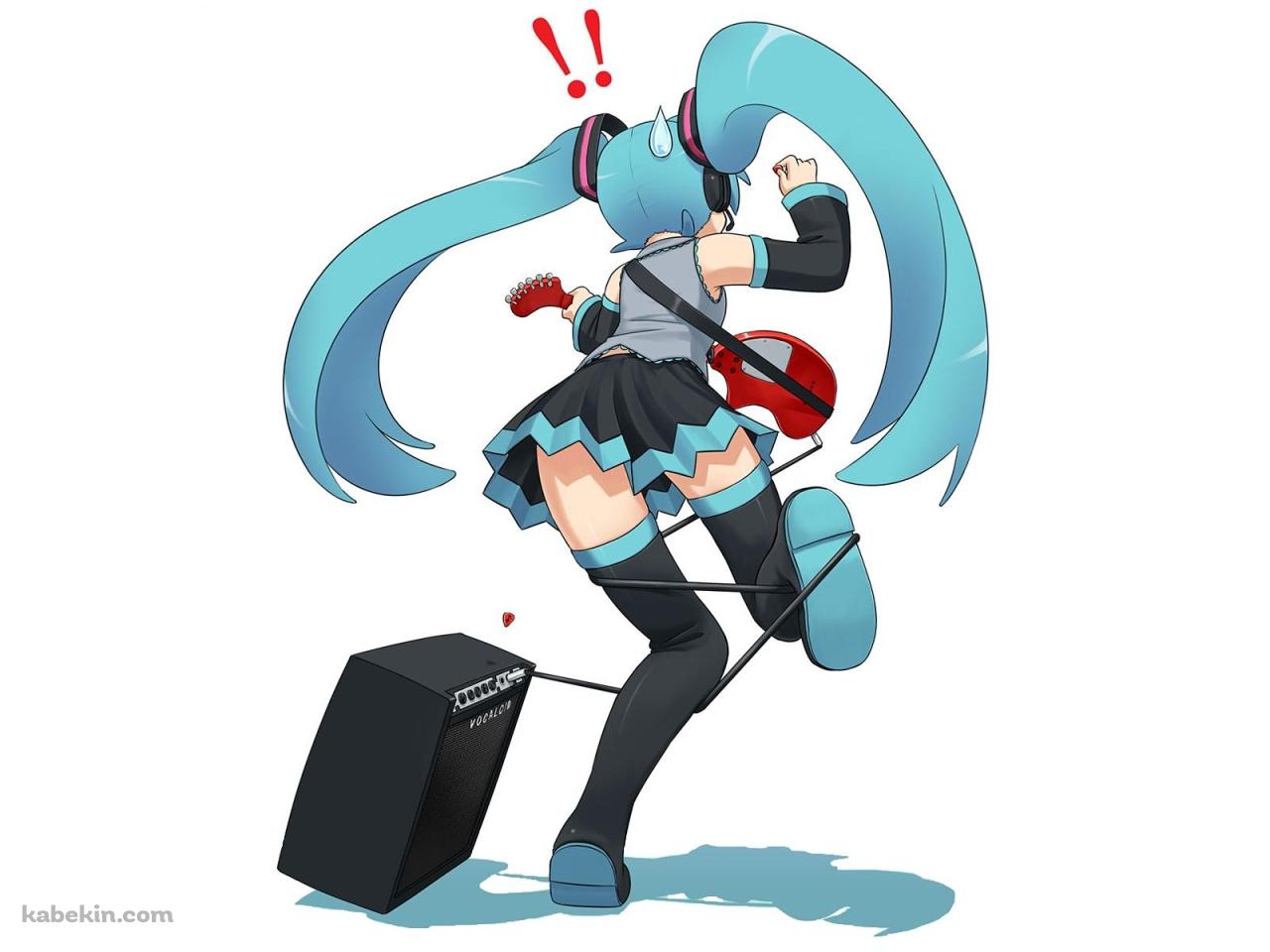アンプに足をひっかける初音ミクの壁紙(1280px x 960px) 高画質 PC・デスクトップ用