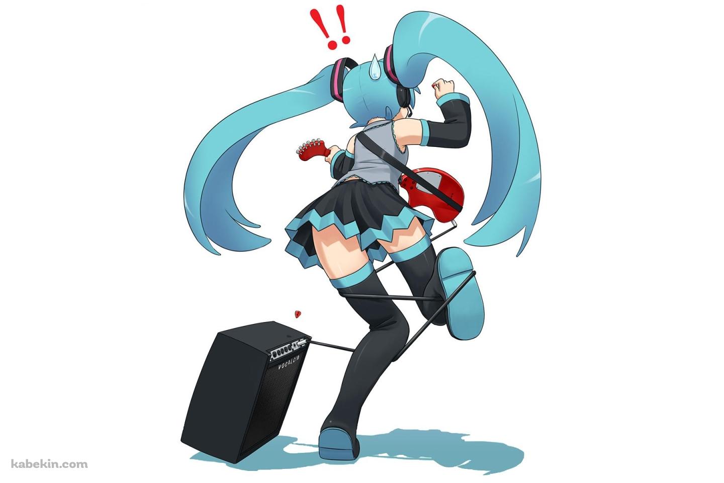 アンプに足をひっかける初音ミクの壁紙(1440px x 960px) 高画質 PC・デスクトップ用
