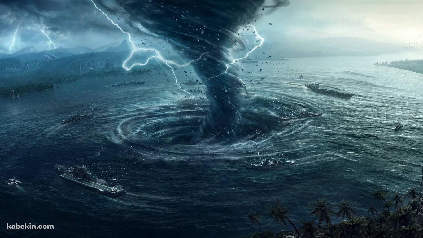 竜巻 ハリケーン 渦潮の壁紙(1366px x 768px) 高画質 PC・デスクトップ用