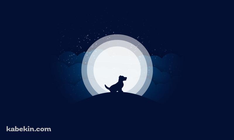 犬と月の壁紙(800px x 480px) 高画質 PC・デスクトップ用