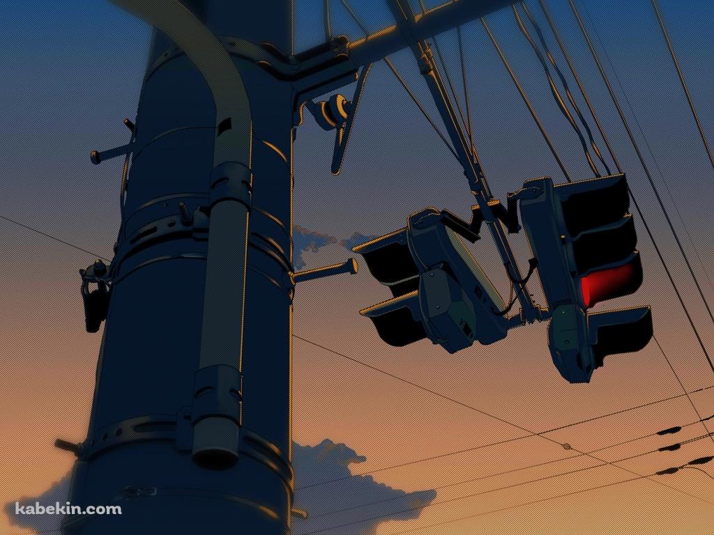アニメ 信号 電柱 電線 交通の壁紙(1024px x 768px) 高画質 PC・デスクトップ用
