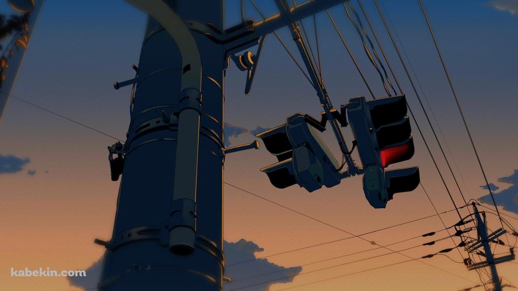 アニメ 信号 電柱 電線 交通の壁紙(1051px x 591px) 高画質 PC・デスクトップ用