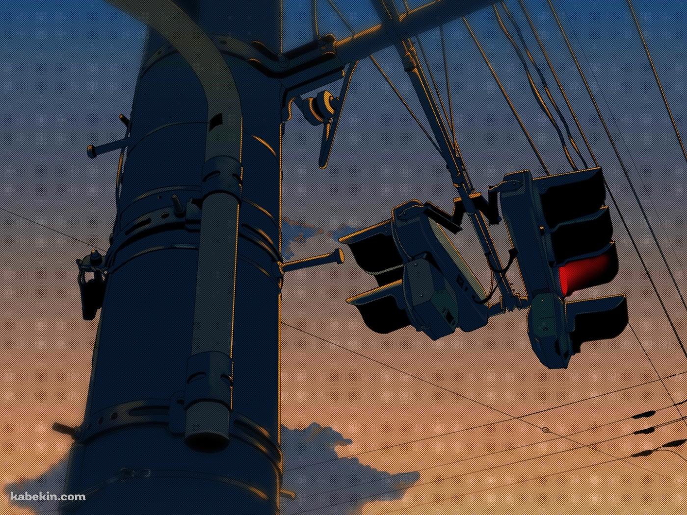 アニメ 信号 電柱 電線 交通の壁紙(1400px x 1050px) 高画質 PC・デスクトップ用