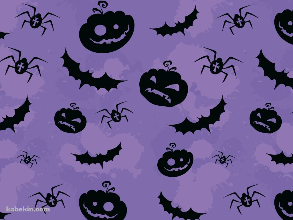 紫 ハロウィン パンプキン コウモリ 蜘蛛の壁紙(1024px x 768px) 高画質 PC・デスクトップ用