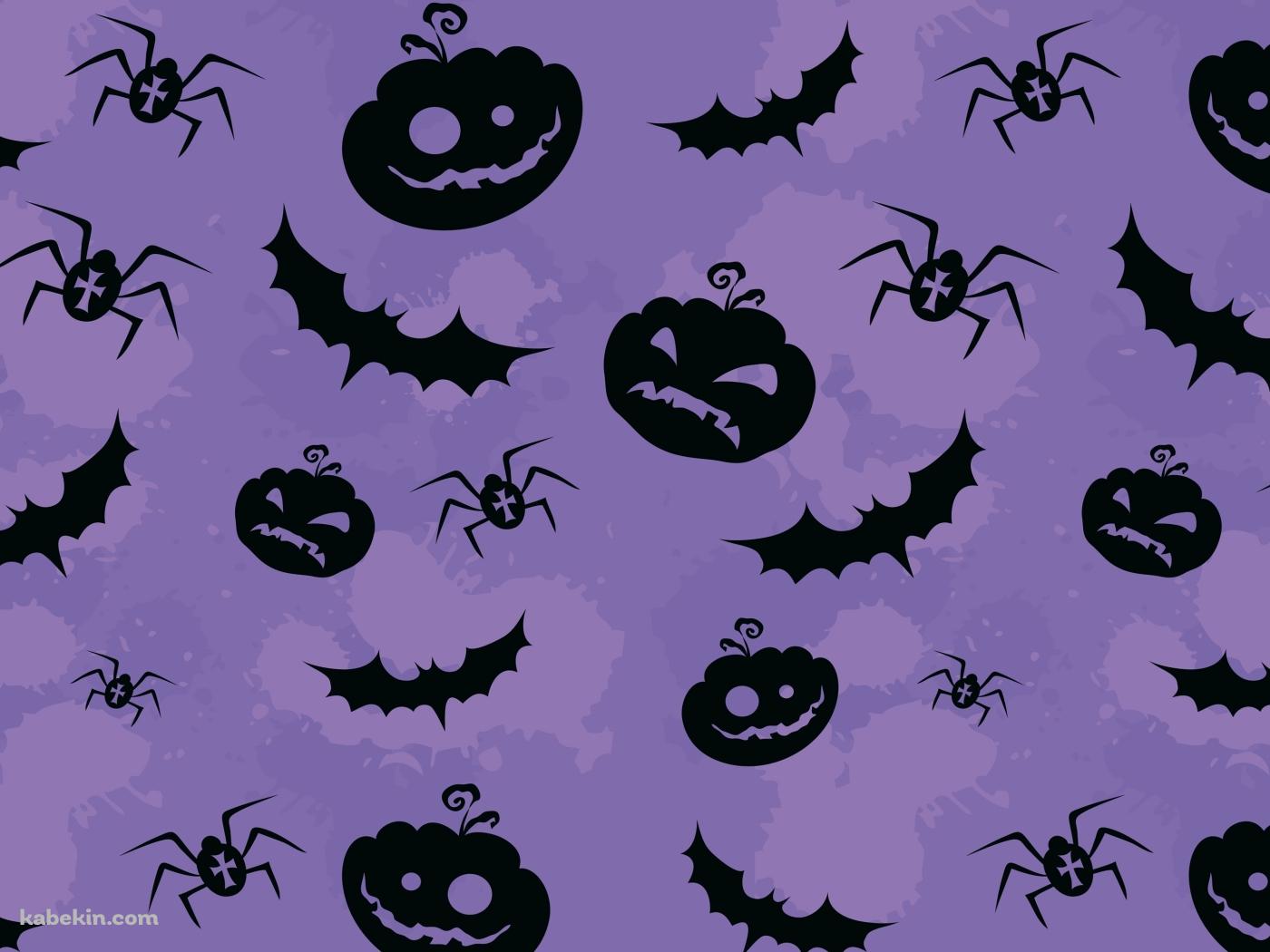 紫 ハロウィン パンプキン コウモリ 蜘蛛の壁紙(1400px x 1050px) 高画質 PC・デスクトップ用