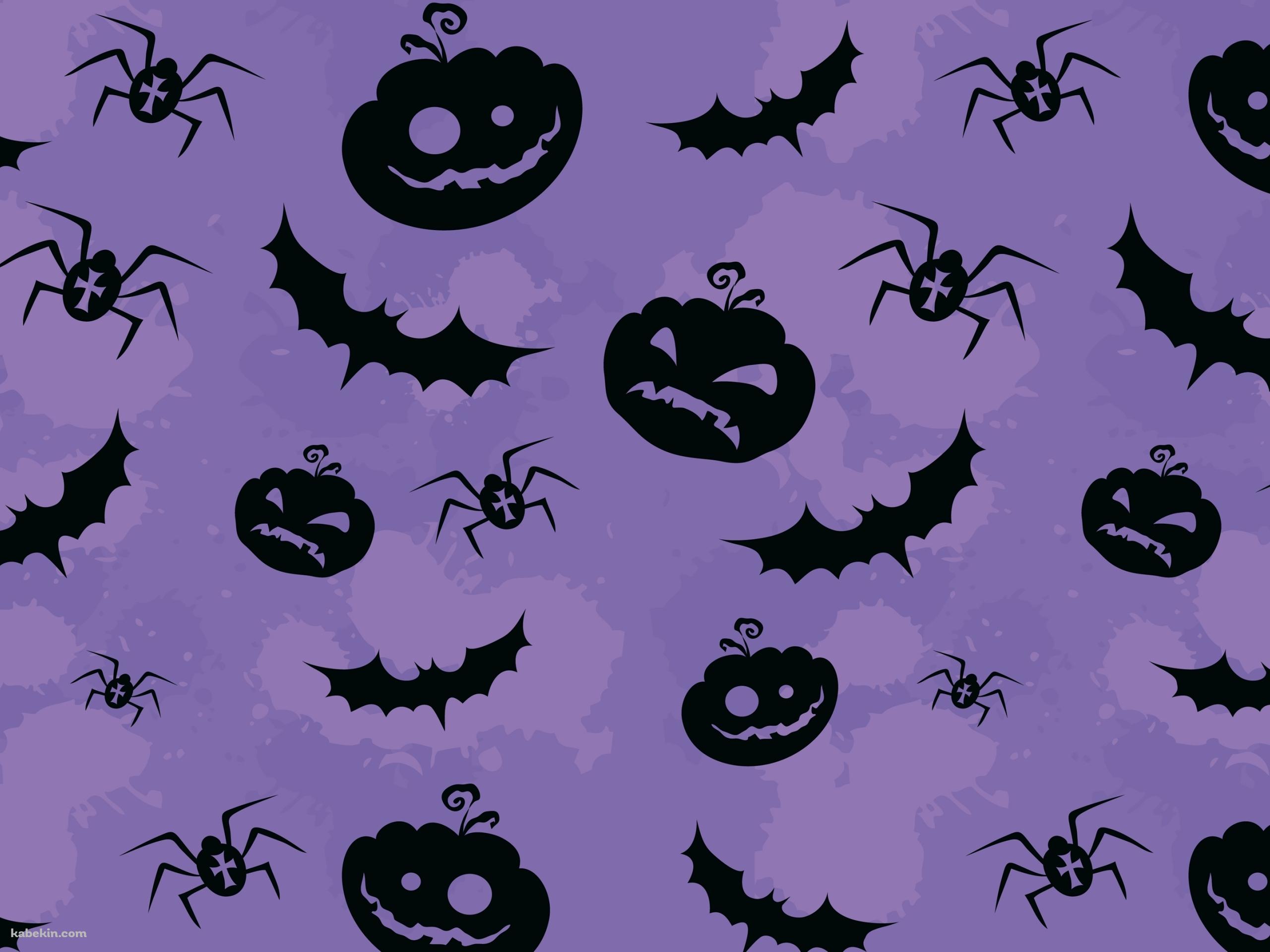 紫 ハロウィン パンプキン コウモリ 蜘蛛の壁紙(2560px x 1920px) 高画質 PC・デスクトップ用