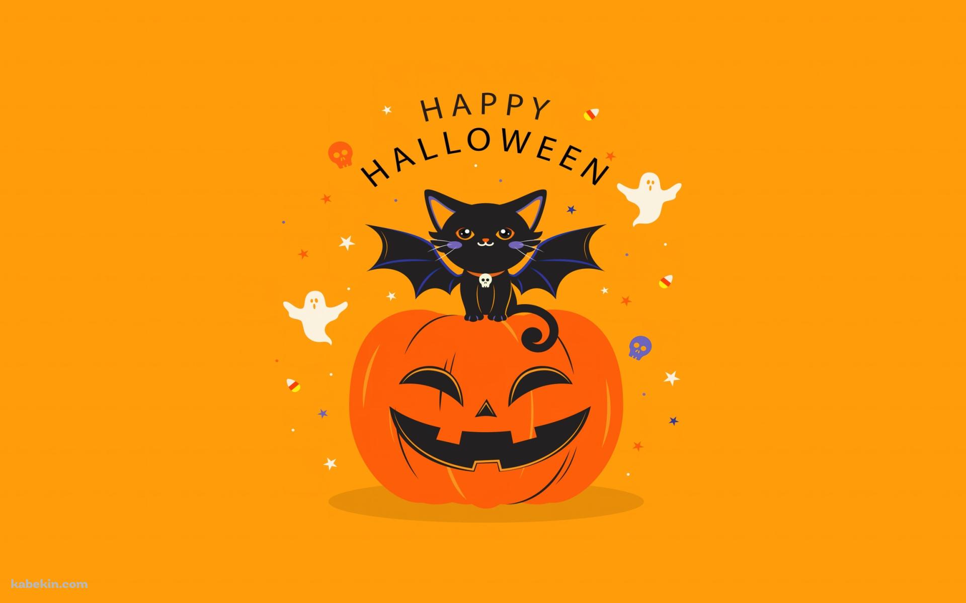 HAPPY HALLOWEEN 黒猫 お化け パンプキンの壁紙(1920px x 1200px) 高画質 PC・デスクトップ用
