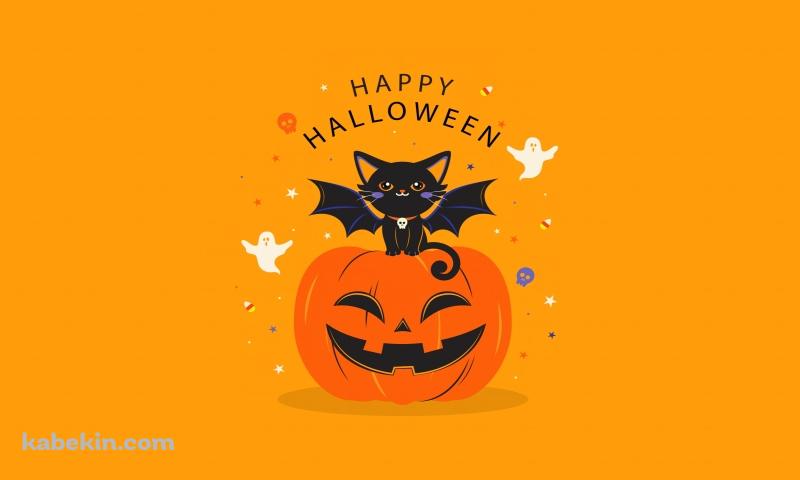 HAPPY HALLOWEEN 黒猫 お化け パンプキンの壁紙(800px x 480px) 高画質 PC・デスクトップ用