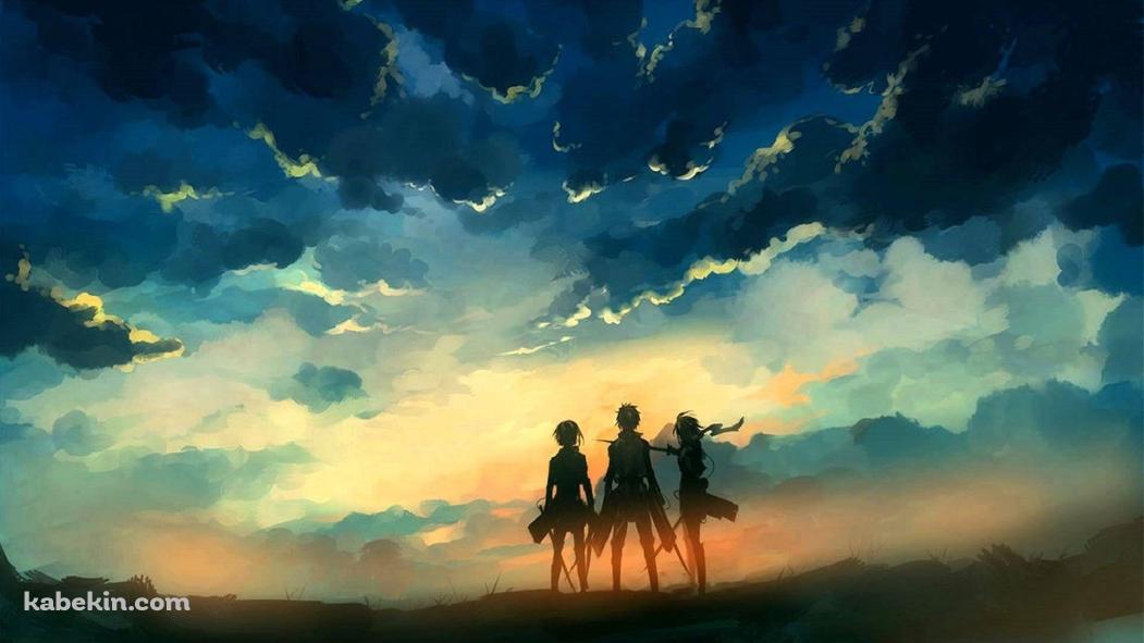 進撃の巨人 佇む3人の壁紙(1051px x 591px) 高画質 PC・デスクトップ用