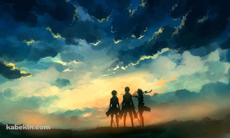 進撃の巨人 佇む3人の壁紙(800px x 480px) 高画質 PC・デスクトップ用