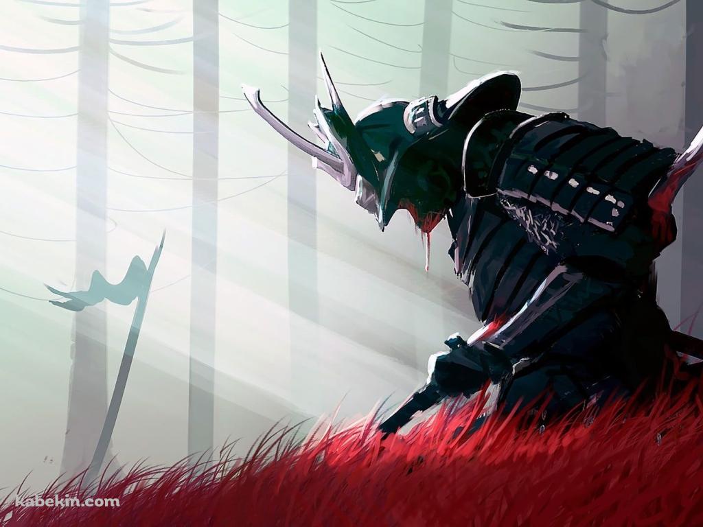 黒い甲冑の侍 武士の壁紙(1024px x 768px) 高画質 PC・デスクトップ用