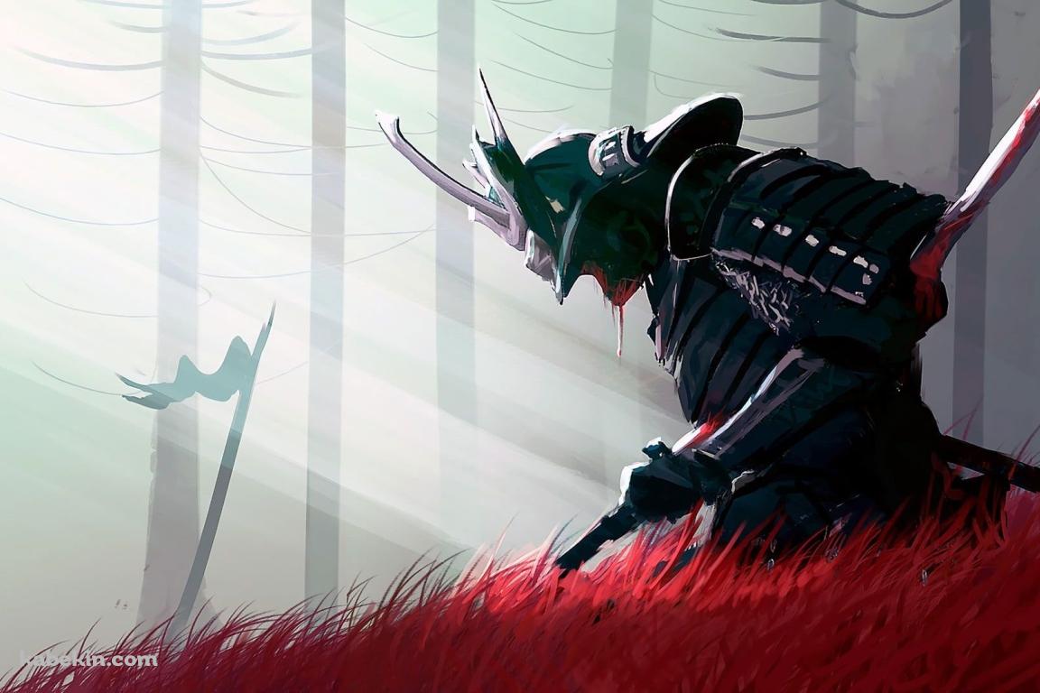 黒い甲冑の侍 武士の壁紙(1152px x 768px) 高画質 PC・デスクトップ用