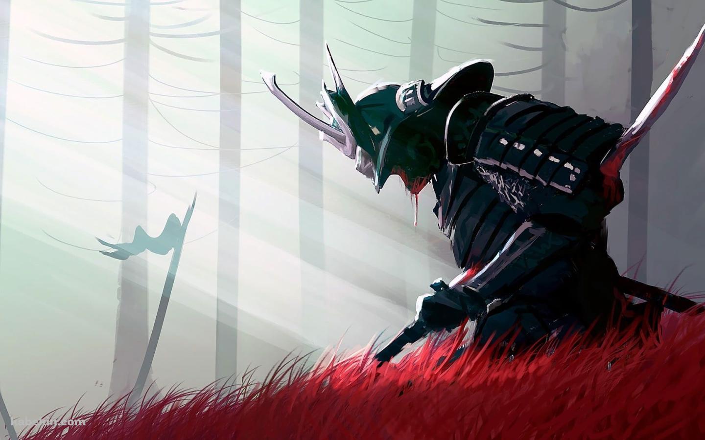 黒い甲冑の侍 武士の壁紙(1440px x 900px) 高画質 PC・デスクトップ用