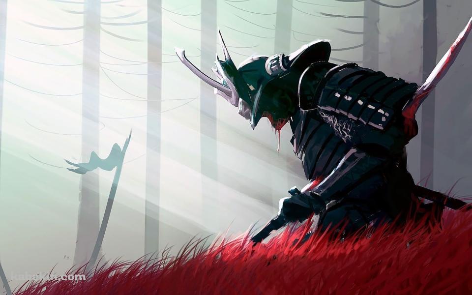 黒い甲冑の侍 武士の壁紙(960px x 600px) 高画質 PC・デスクトップ用