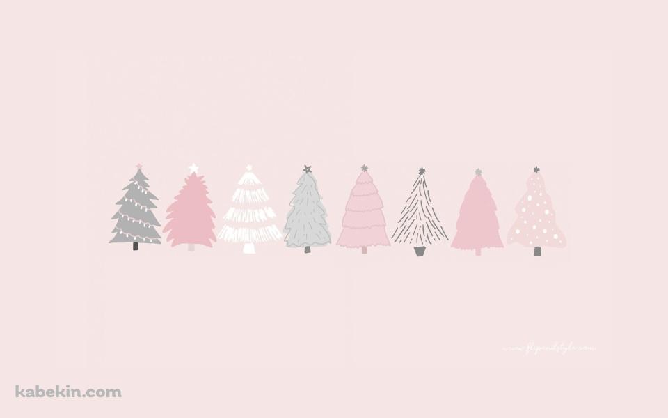 ピンク かわいいクリスマス・ツリーの壁紙(960px x 600px) 高画質 PC・デスクトップ用