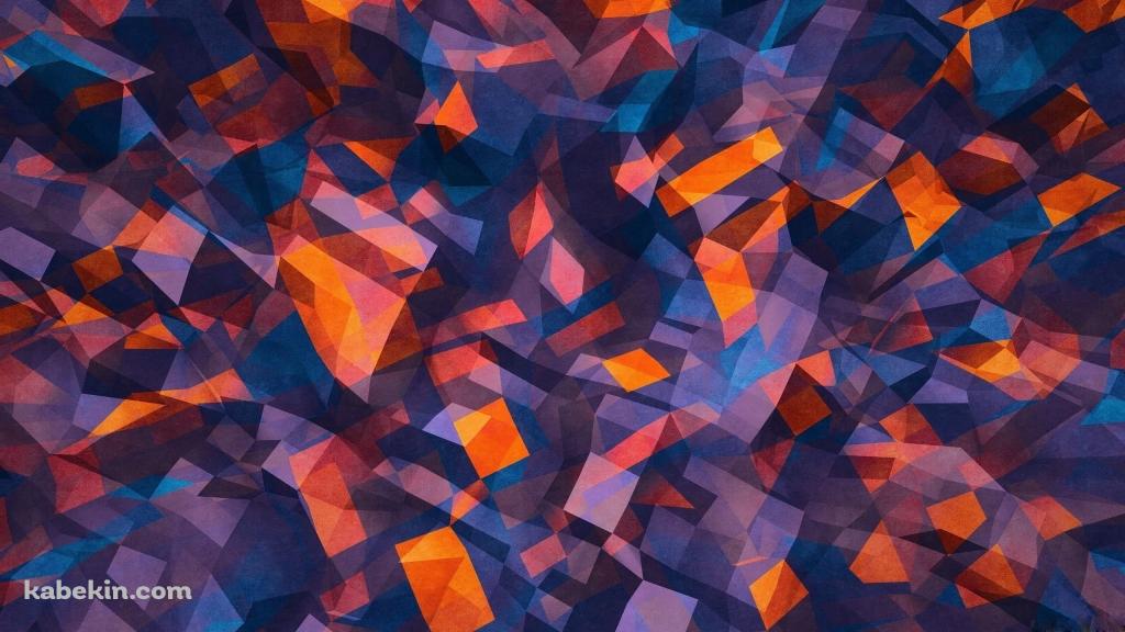 綺麗な青・オレンジ・紫のポリゴンの壁紙(1024px x 576px) 高画質 PC・デスクトップ用