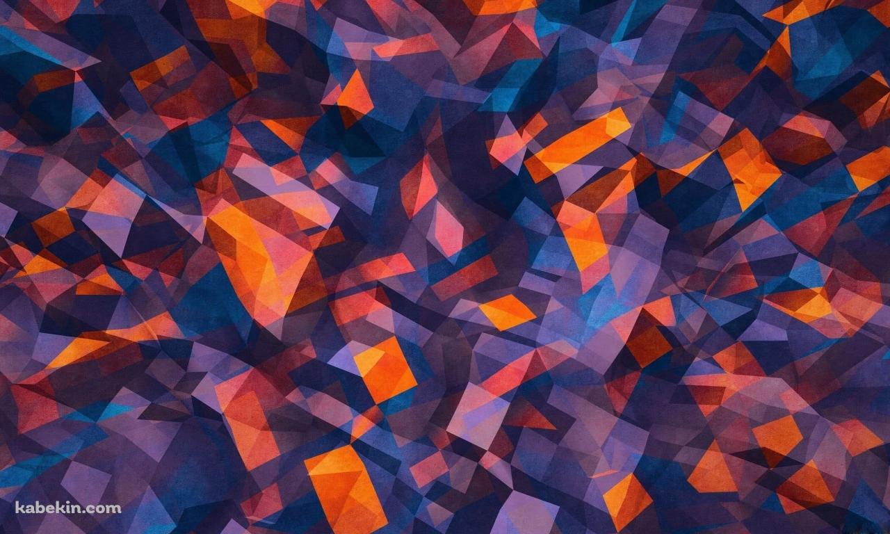 綺麗な青・オレンジ・紫のポリゴンの壁紙(1280px x 768px) 高画質 PC・デスクトップ用