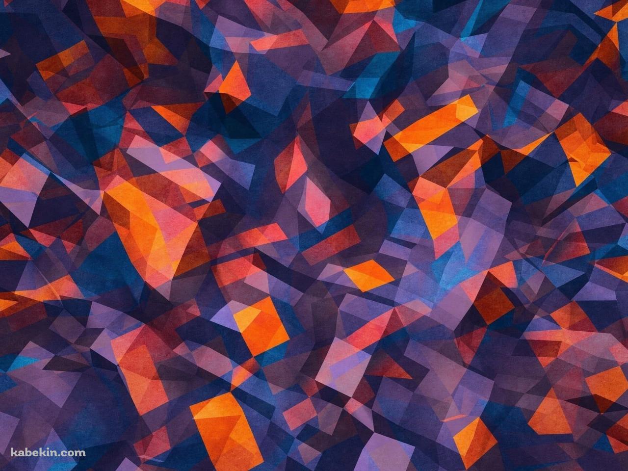 綺麗な青・オレンジ・紫のポリゴンの壁紙(1280px x 960px) 高画質 PC・デスクトップ用