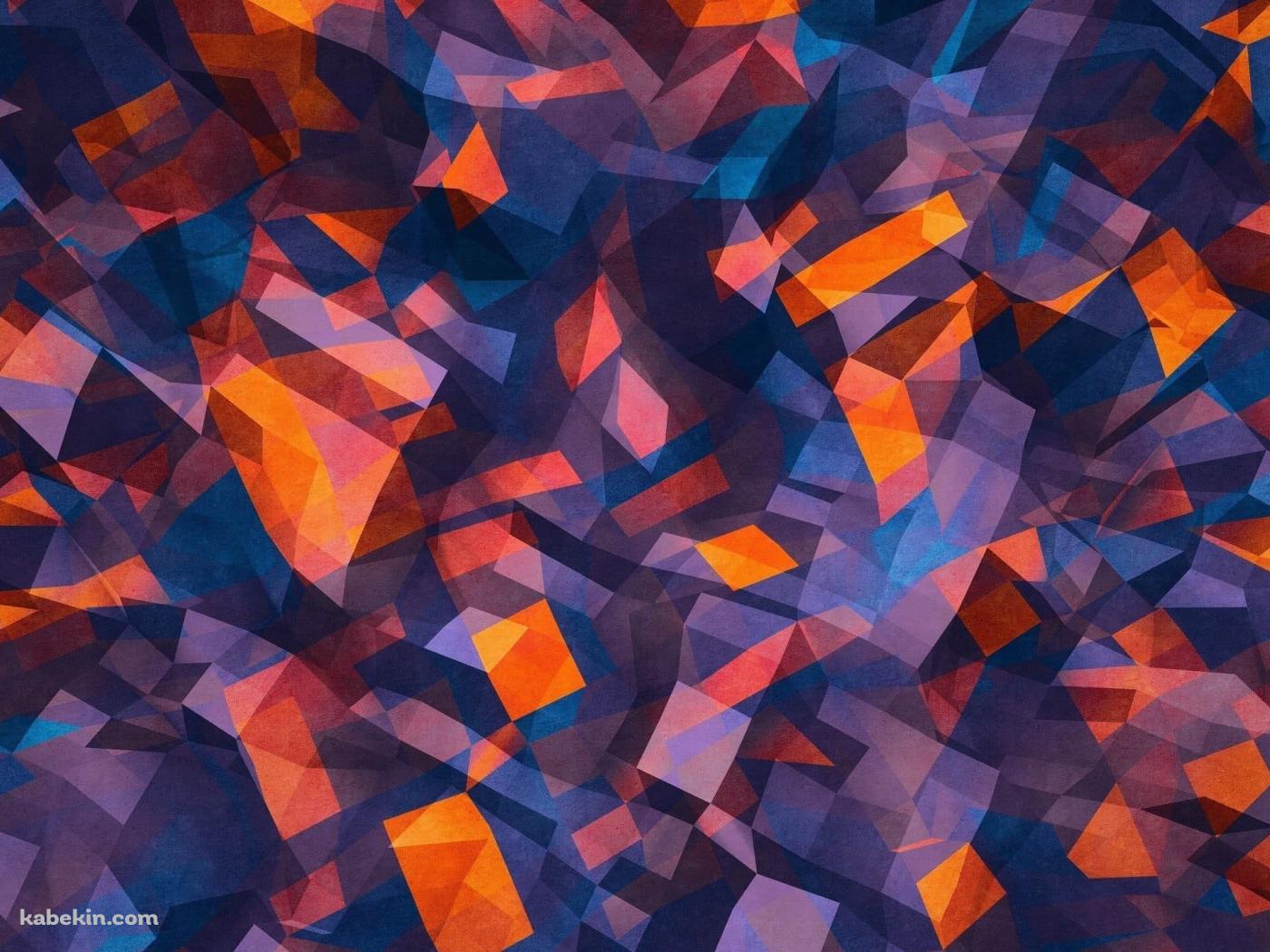 綺麗な青・オレンジ・紫のポリゴンの壁紙(1400px x 1050px) 高画質 PC・デスクトップ用