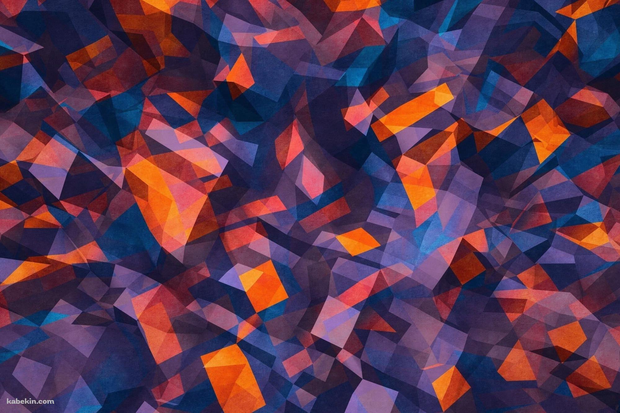 綺麗な青・オレンジ・紫のポリゴンの壁紙(2000px x 1333px) 高画質 PC・デスクトップ用