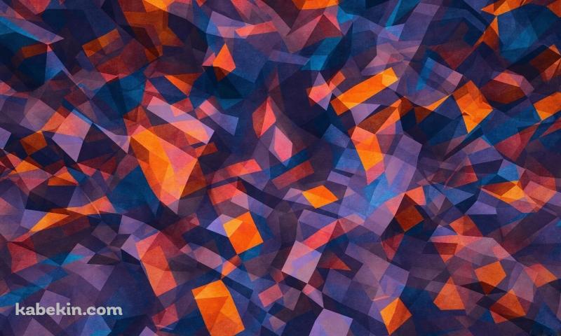 綺麗な青・オレンジ・紫のポリゴンの壁紙(800px x 480px) 高画質 PC・デスクトップ用