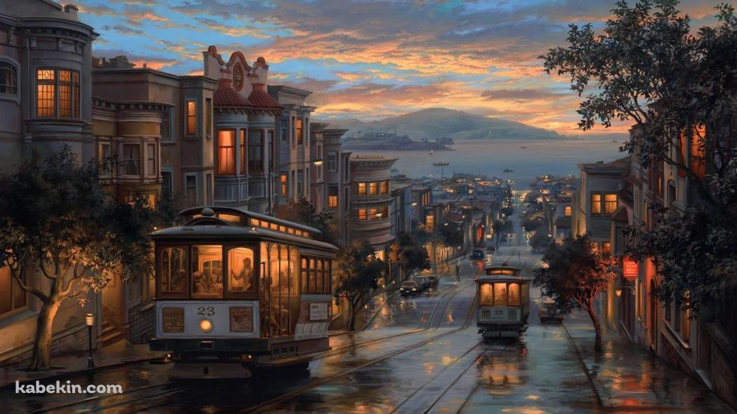 サンフランシスコ ケーブルカー 路面電車の壁紙(1051px x 591px) 高画質 PC・デスクトップ用
