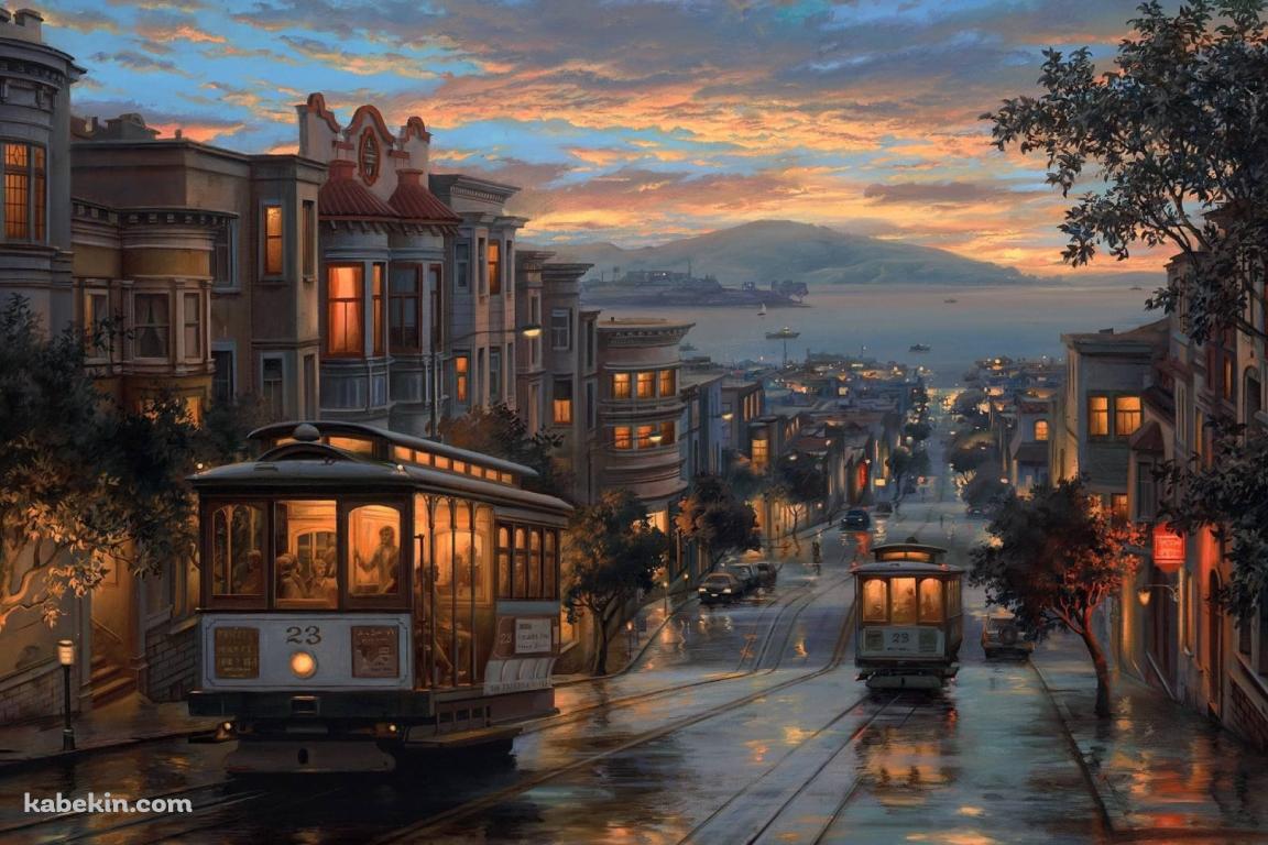 サンフランシスコ ケーブルカー 路面電車の壁紙(1152px x 768px) 高画質 PC・デスクトップ用