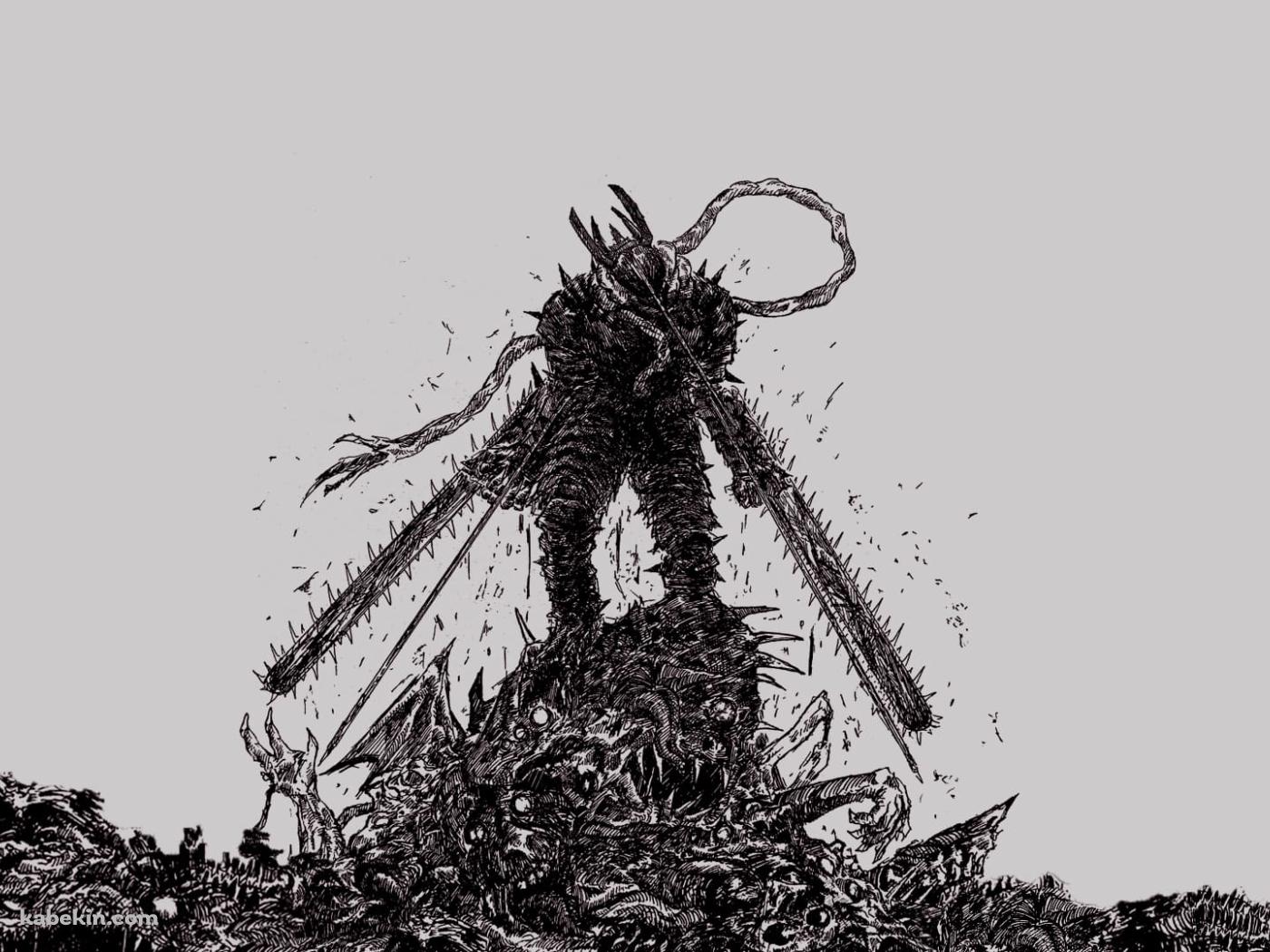 かっこいいチェンソーマン モノクロの壁紙(1400px x 1050px) 高画質 PC・デスクトップ用