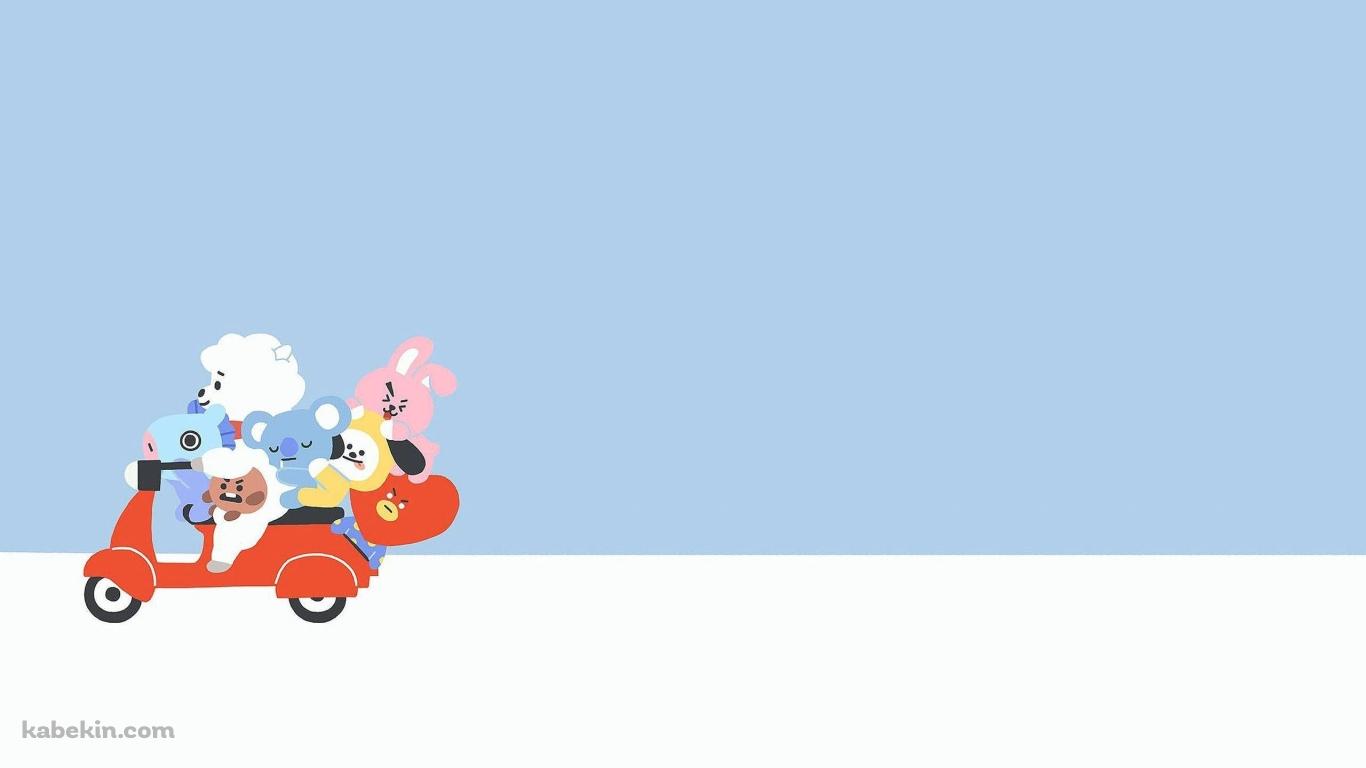 LINE BT21 BTS TATA KOYA RJ SHOOKY MANG CHIMMY COOKYの壁紙(1366px x 768px) 高画質 PC・デスクトップ用