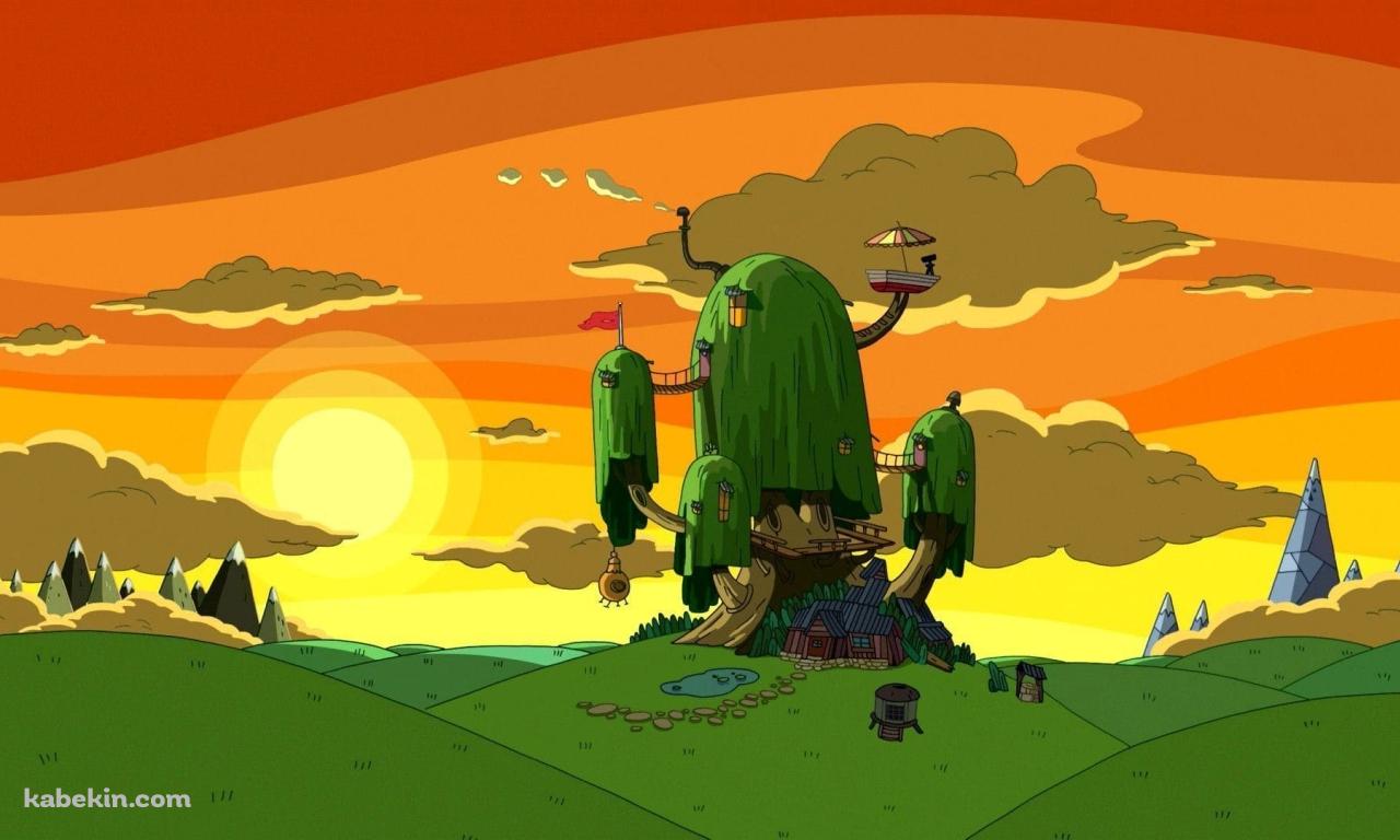 木の家 夕暮れ イラスト アドベンチャー・タイムの壁紙(1280px x 768px) 高画質 PC・デスクトップ用