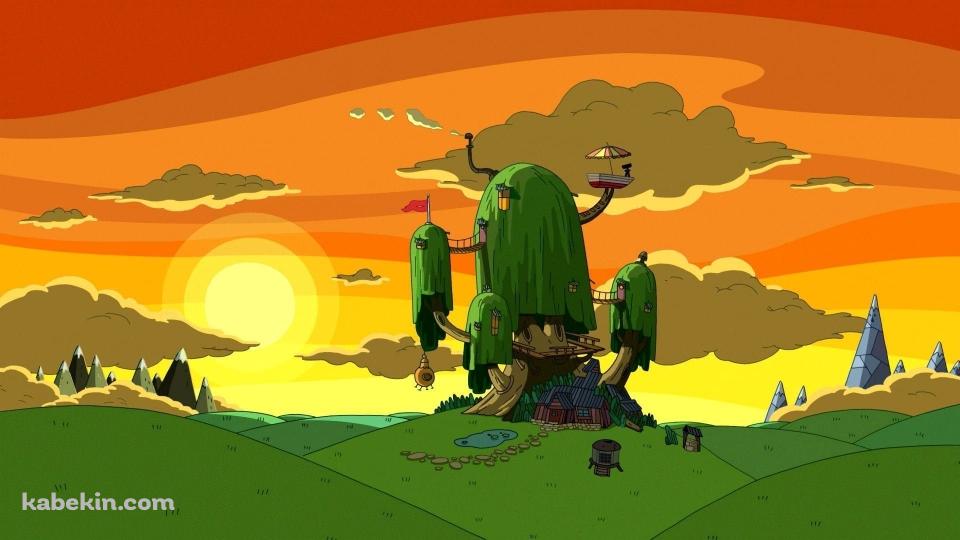 木の家 夕暮れ イラスト アドベンチャー・タイムの壁紙(960px x 540px) 高画質 PC・デスクトップ用