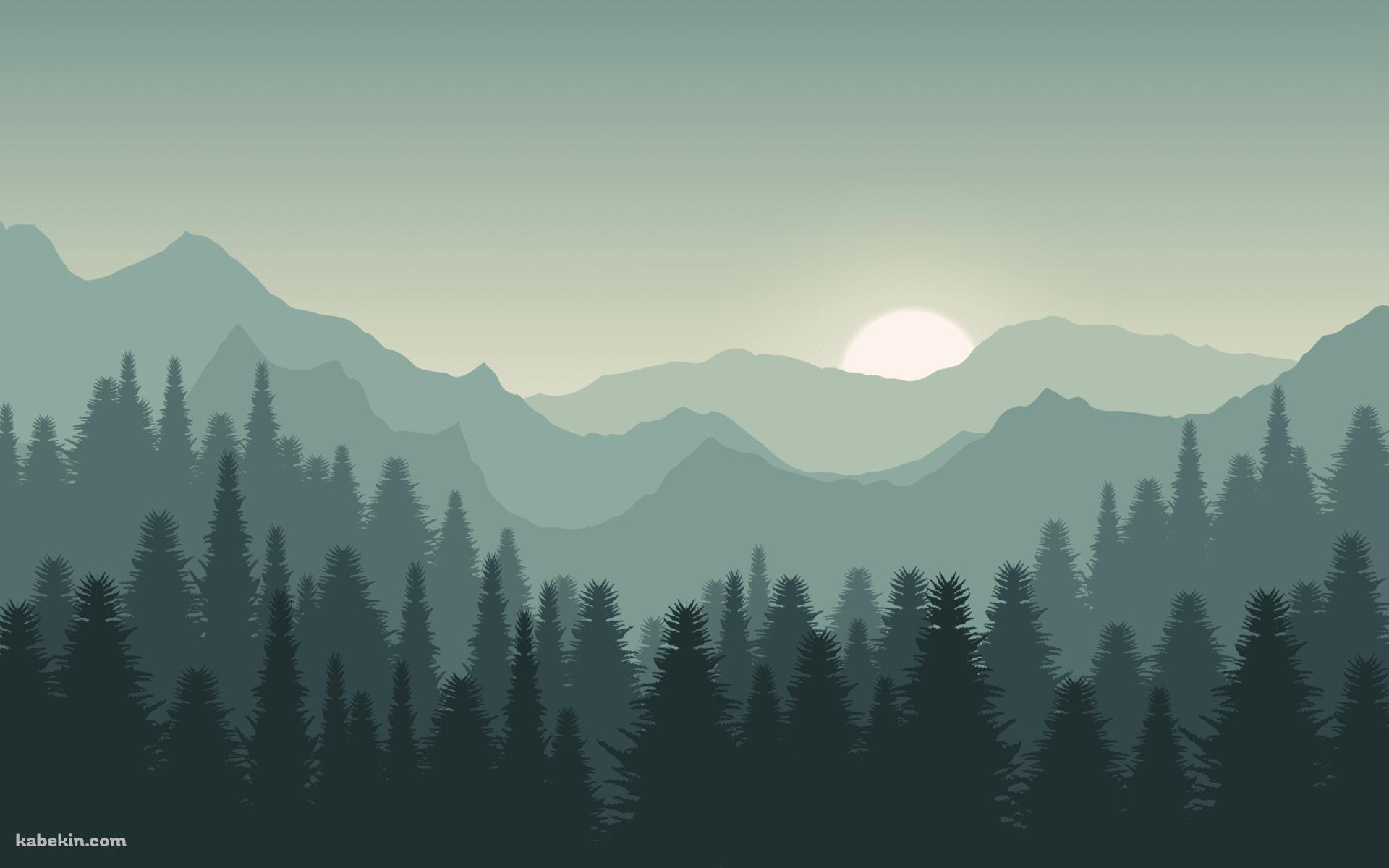 森のイラスト 淡い緑の壁紙(1920px x 1200px) 高画質 PC・デスクトップ用