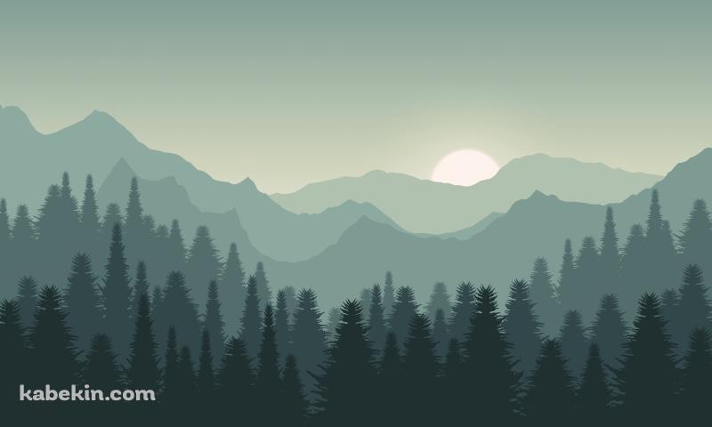 森のイラスト 淡い緑の壁紙(800px x 480px) 高画質 PC・デスクトップ用