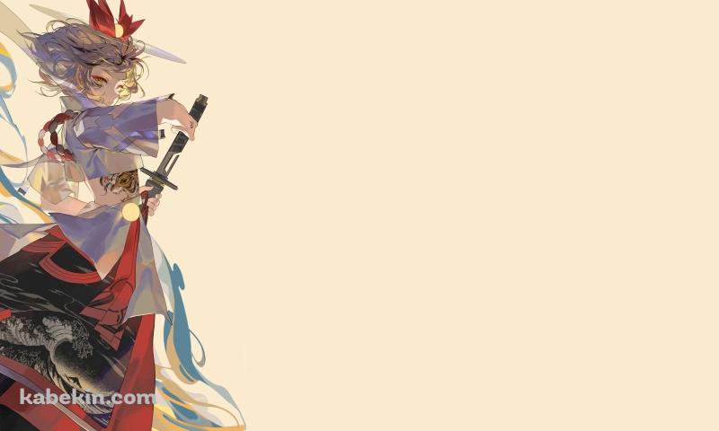 赤いリボンをつけた女性 抜刀 虎のタトゥーの壁紙(800px x 480px) 高画質 PC・デスクトップ用