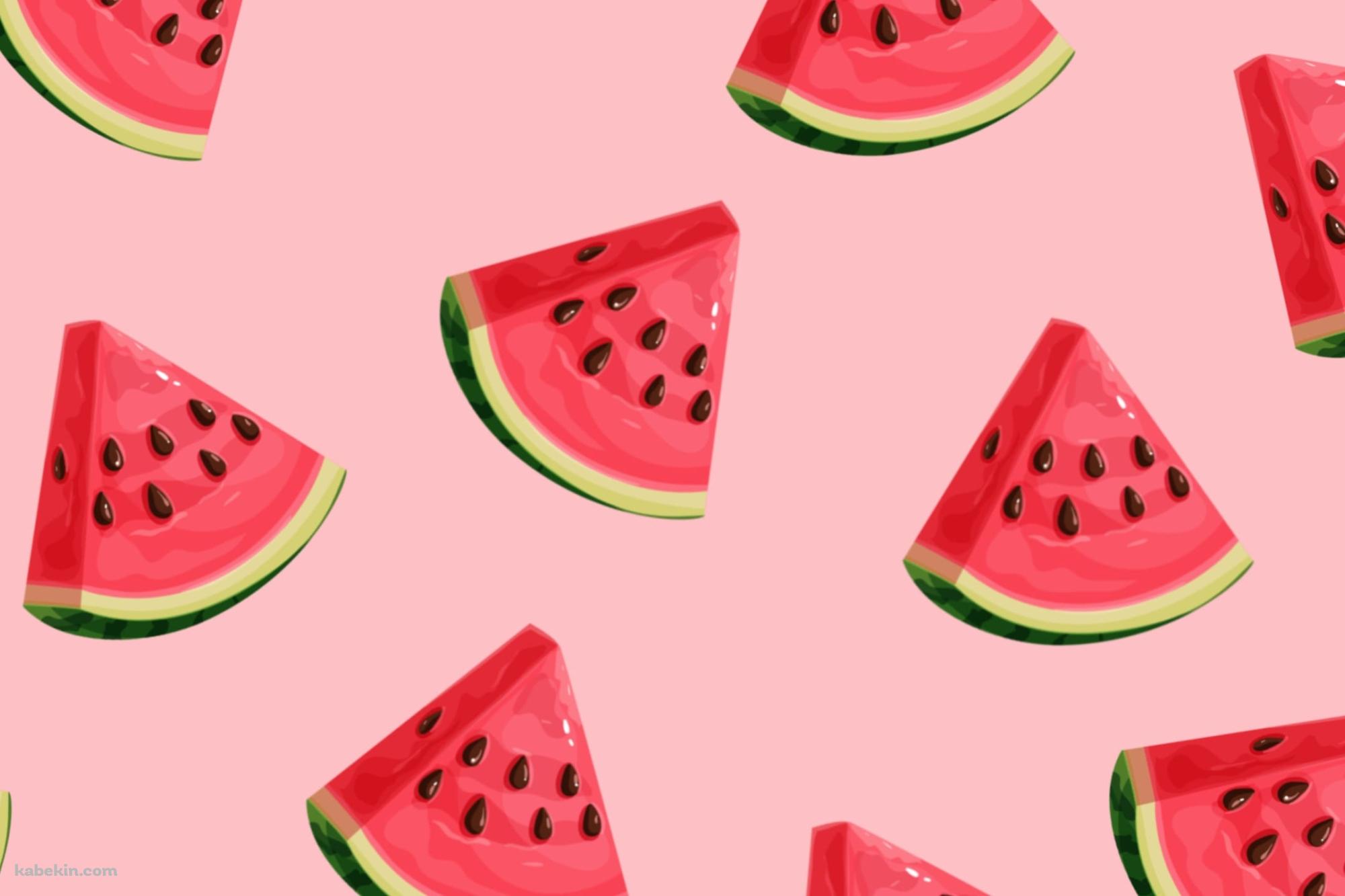 かわいいスイカのイラストの壁紙(2000px x 1333px) 高画質 PC・デスクトップ用