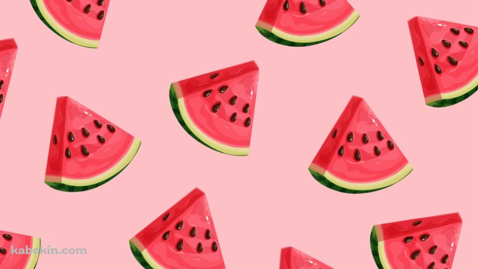 かわいいスイカのイラストの壁紙(960px x 540px) 高画質 PC・デスクトップ用