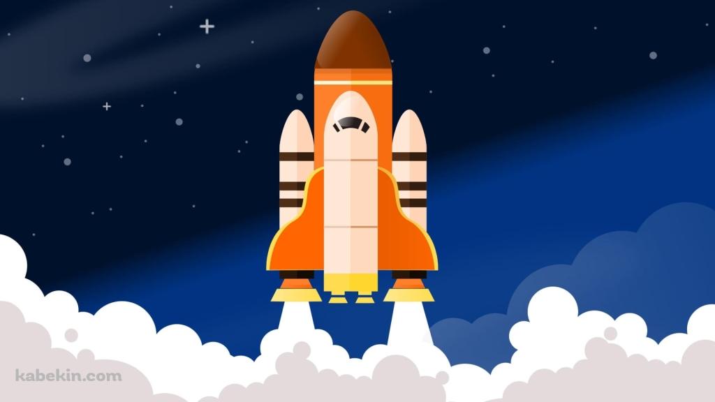 離陸するスペースシャトル イラストの壁紙(1024px x 576px) 高画質 PC・デスクトップ用