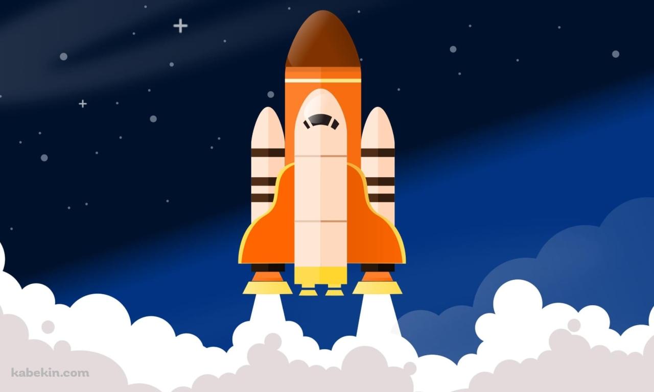 離陸するスペースシャトル イラストの壁紙(1280px x 768px) 高画質 PC・デスクトップ用
