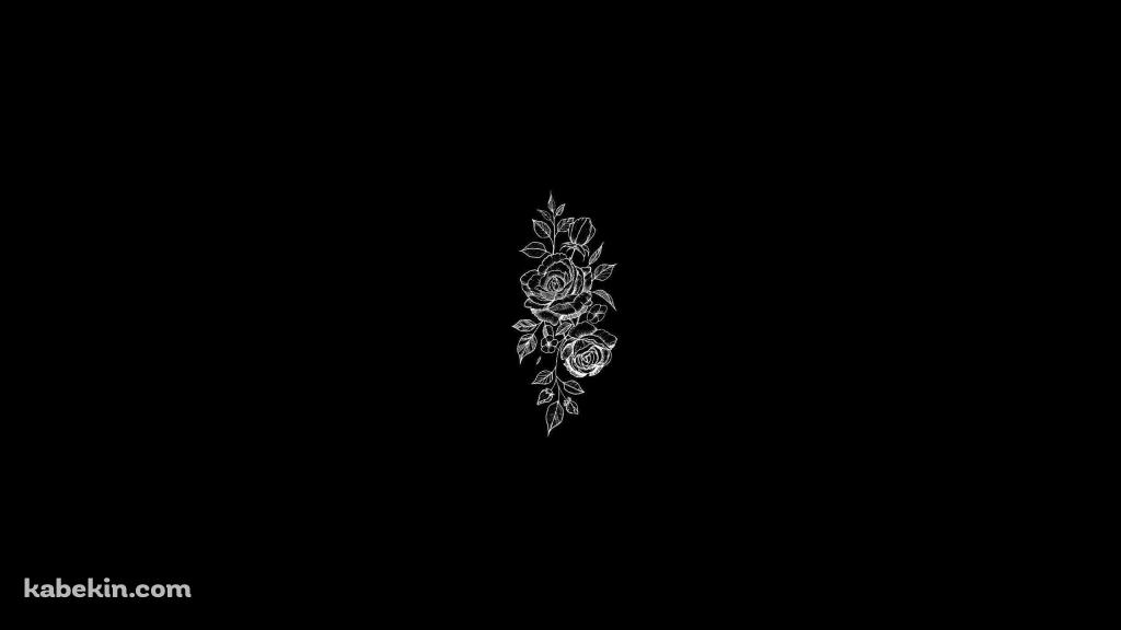 手書きの薔薇 黒い背景の壁紙(1024px x 576px) 高画質 PC・デスクトップ用