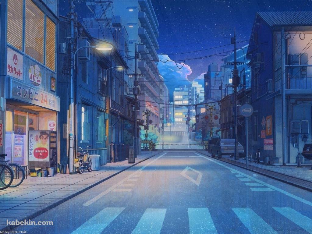 オロナミンCの看板 / ボンカレーの看板 / コンビニ 24時間営業 / 下町の夜の景色 / 日本の壁紙(1024px x 768px) 高画質 PC・デスクトップ用