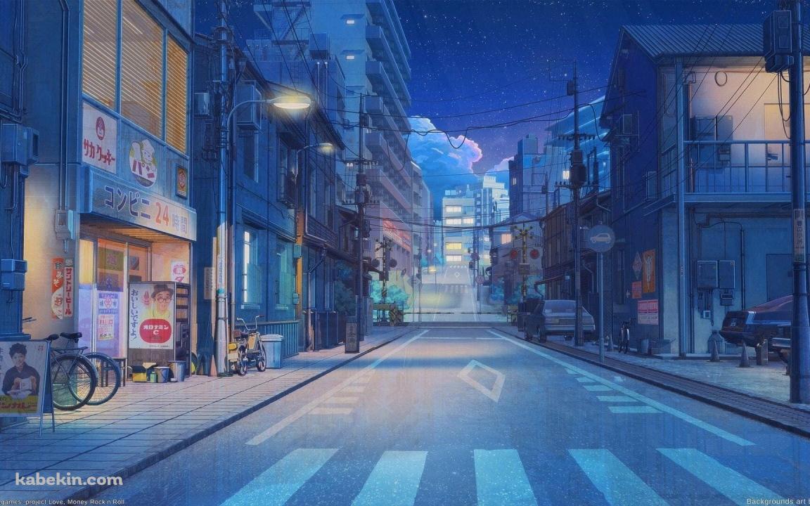 オロナミンCの看板 / ボンカレーの看板 / コンビニ 24時間営業 / 下町の夜の景色 / 日本の壁紙(1152px x 720px) 高画質 PC・デスクトップ用