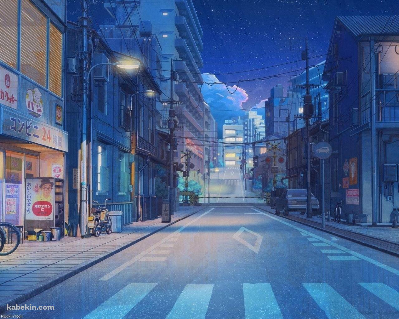 オロナミンCの看板 / ボンカレーの看板 / コンビニ 24時間営業 / 下町の夜の景色 / 日本の壁紙(1280px x 1024px) 高画質 PC・デスクトップ用