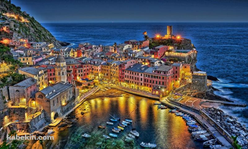 イタリア ヴェルナッツァ コルニリアの集落の壁紙(800px x 480px) 高画質 PC・デスクトップ用