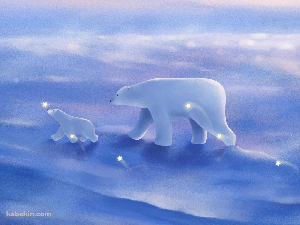 白熊の親子の壁紙(1024px x 768px) 高画質 PC・デスクトップ用