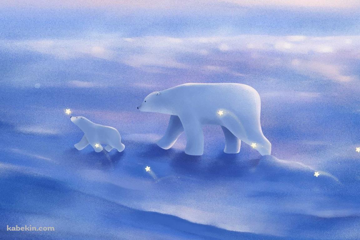 白熊の親子の壁紙(1152px x 768px) 高画質 PC・デスクトップ用