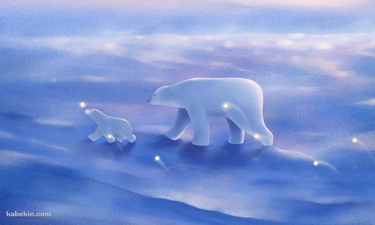 白熊の親子の壁紙(1280px x 768px) 高画質 PC・デスクトップ用