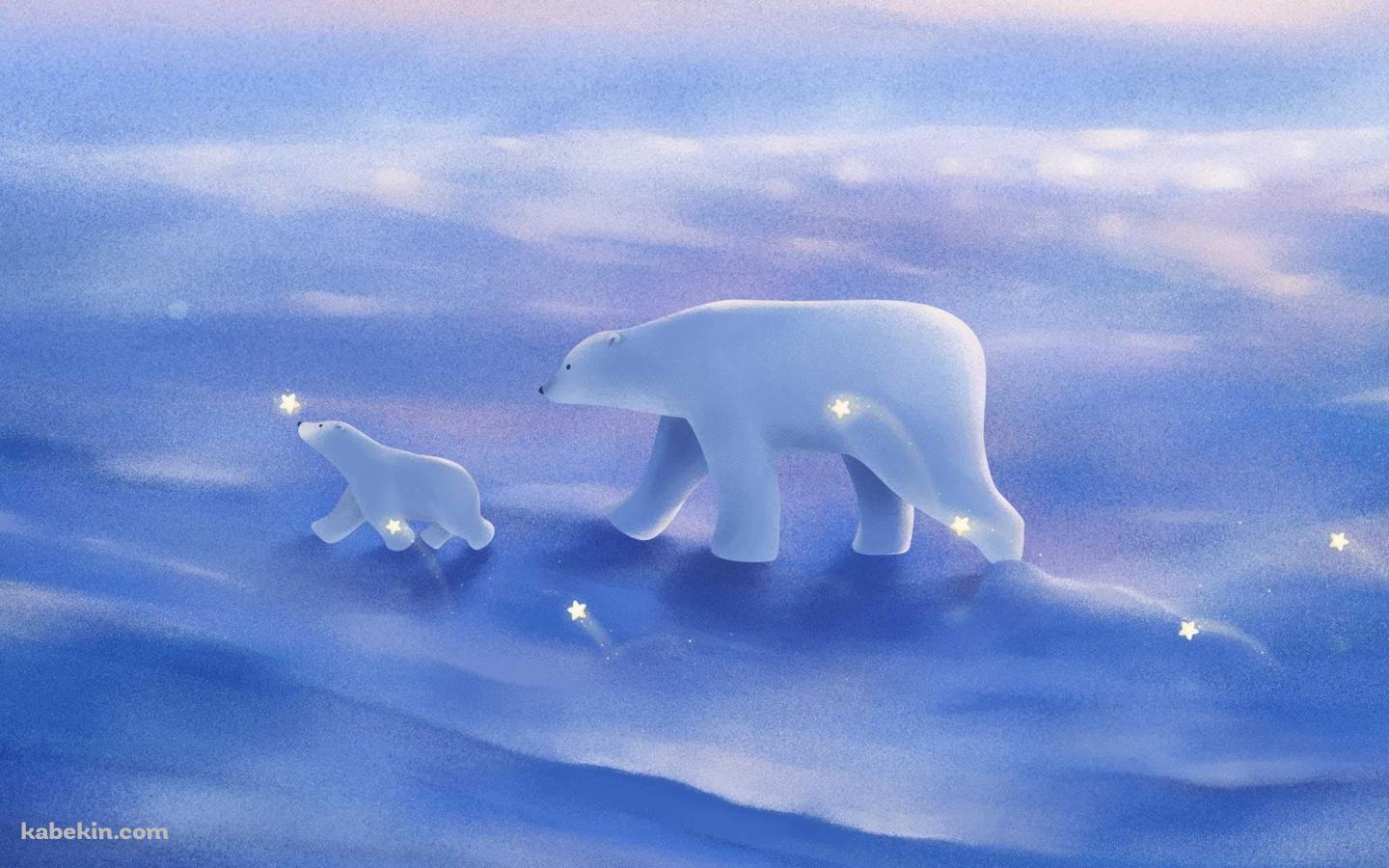 白熊の親子の壁紙(1440px x 900px) 高画質 PC・デスクトップ用